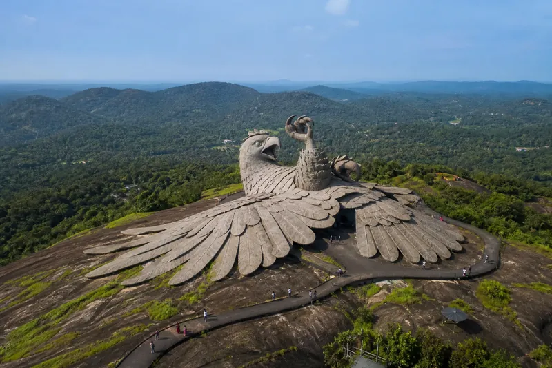 Giant Jatayu bird sculpture at Jatayu Earth Center in Kerala