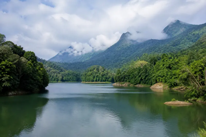 Forest reservoir landscape at Thenmala